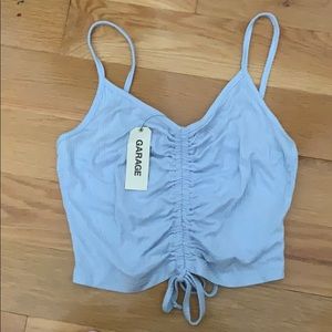 Garage Ruched Light Blue Crop